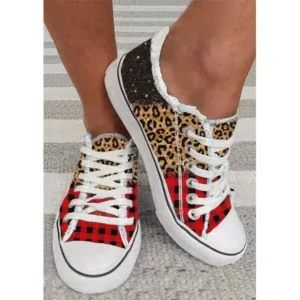 Mofofashion Women Casual 3D Printing Color Leopard Canvas Shoes