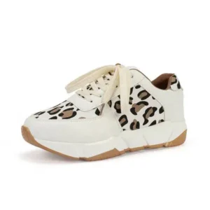 Mofofashion Women Fashion Autumn And Winter Leopard Leather Stitching Sneakers