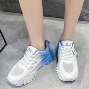 Mofofashion Women Fashion Round Toe Breathable Mesh Gradient Sneakers