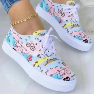 Mofofashion Graffiti Print Platform Canvas Shoes