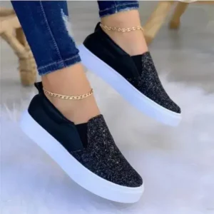 Mofofashion Thick Sole Casual Sequined Shoes Women Flat Shoes