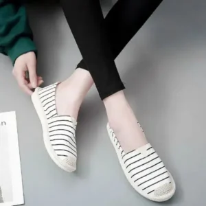 Mofofashion Fashion Stripe Pattern Design Women Round-Toe Casual Espadrilles Shoes