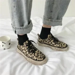 Mofofashion Women Fashion Leopard Printing Flat Sneakers