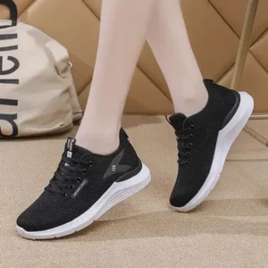 Mofofashion Women Sports Casual Lace Up Design Mesh Breathable Wedge Sneakers