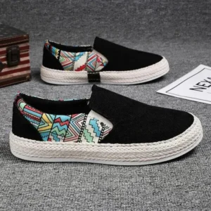 Mofofashion Men Fashion Color Matching Breathable Canvas Flats Shoes