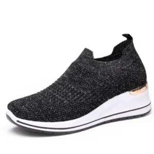 Mofofashion Women Casual Mesh Knit Design Breathable Comfort Wedge Platform Sneakers