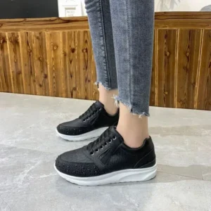 Mofofashion Women Casual Rhinestone Decor Fashion Plus Size Sports Running Shoes Round Toe Sneakers