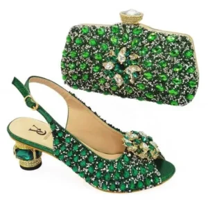 Mofofashion Fashion Rhinestone Design Party Women High Heel Peep Toe Sandals And Clutch Evening Bag Set