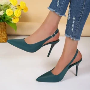 Mofofashion Summer Women Fashion Plus Size Elegant Pointed Toe Strap Buckle Sling Back Stiletto Heel PU Sandals