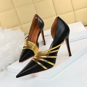 Mofofashion Women Fashion Sexy Pointed Toe Hollow Design Stiletto Shoes