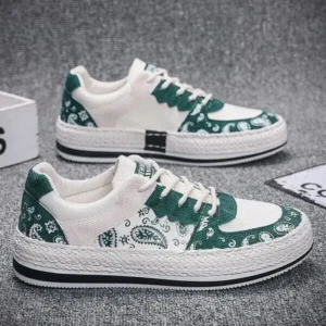 Mofofashion Men Fashion Cashew Flower Printed Canvas Sneakers