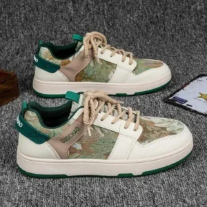 Mofofashion Men'S Casual Retro Secret Forest Oil Painting Pattern Sneakers