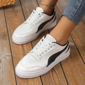 Mofofashion Women Fashion Plus Size Thick-Soled Round Toe Flat Sneakers