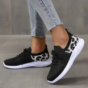 Mofofashion Women Casual Mesh Breathable Leopard Sneakers