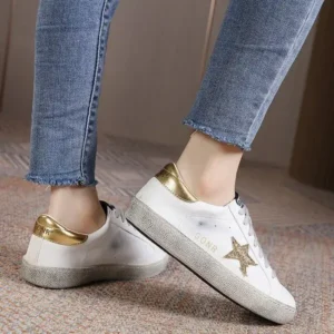 Mofofashion Women Fashion Casual Plus Size Star Round Toe Sneakers