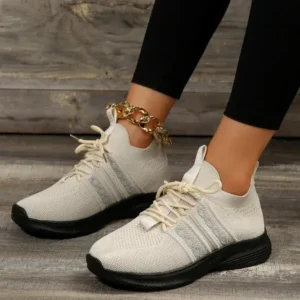 Mofofashion Women Fashion Casual Flying Mesh Breathable Thick-Soled Sneakers