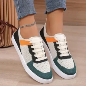 Mofofashion Women Fashion Casual Color Blocking Mesh Fly-Woven Breathable Sneakers