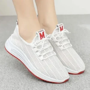 Mofofashion Women Fashion Mesh Solid Color Lace-Up Sneakers