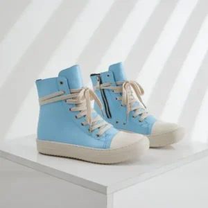 Mofofashion Women Fashion Blue Faux Leather High Top Shoes