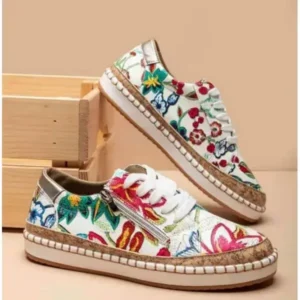 Mofofashion Women Fashion Color Matching Ethnic Style Printed Sneakers