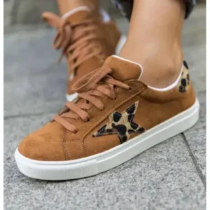 Mofofashion Women Fashion Round Toe Lace-Up Canvas Sneakers